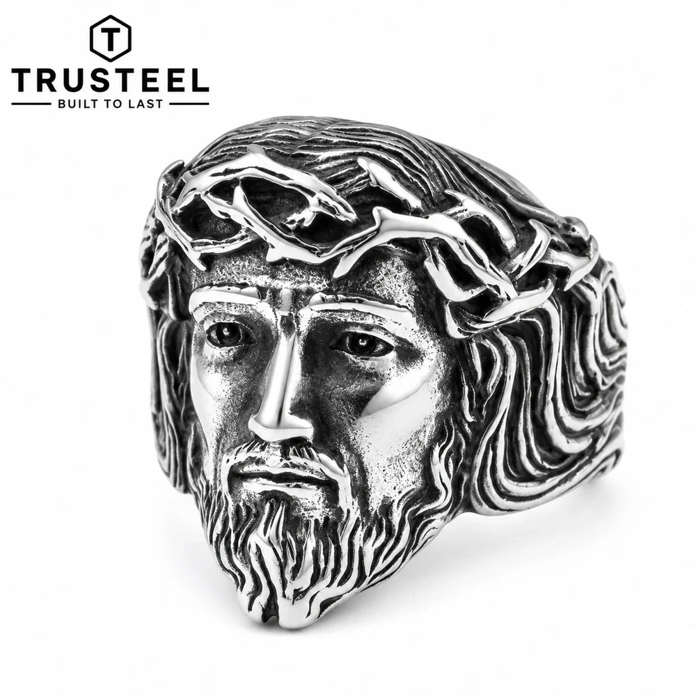 316L Stainless Steel Jesus Christ Ring Crown of Thorns Christian Men’s size 11